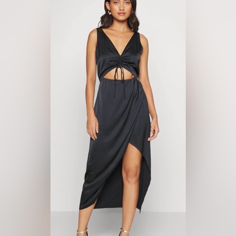 Abercrombie and fitch Cinch-Front Satin Midi Dress